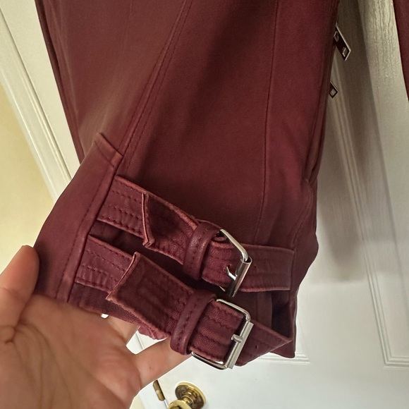 IRO Han Burgundy Red Lamb Soft Leather Biker Jacket Size 36 Gorgeous! - Picture 6 of 12